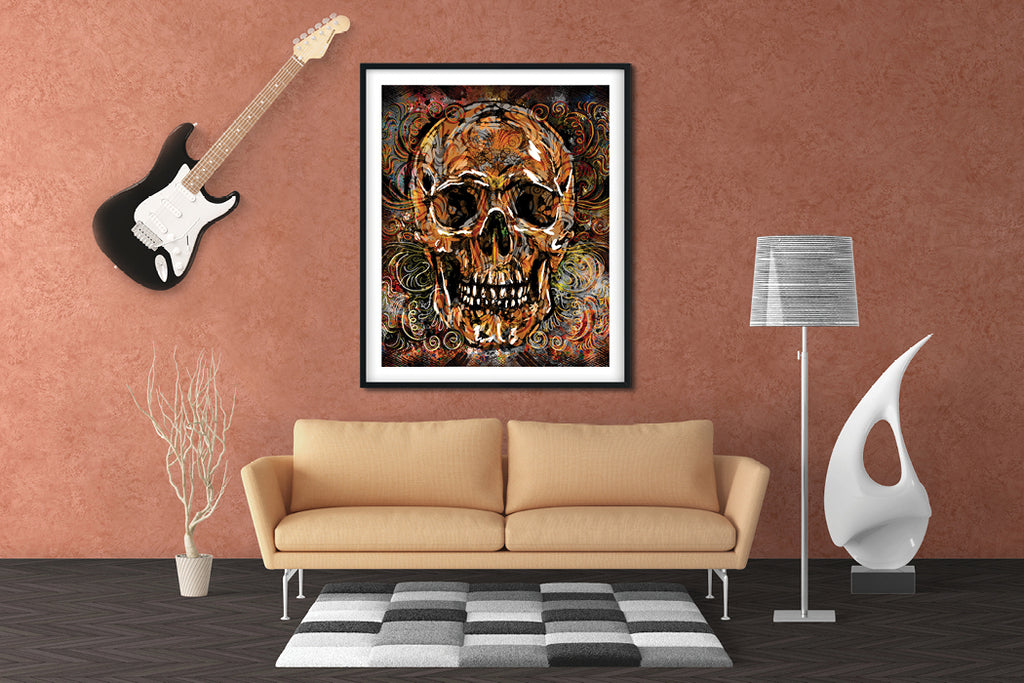 Framed Canvas Skull Wall Art 12X12 – Recycled Rock and Roll