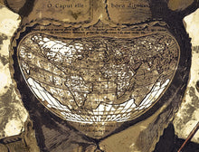 Distressed World Map, Fool's Cap, Antique Design