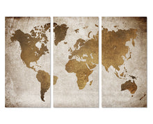 World Map Triptych Wall Art