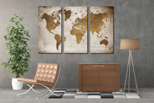 World Map Triptych Wall Art